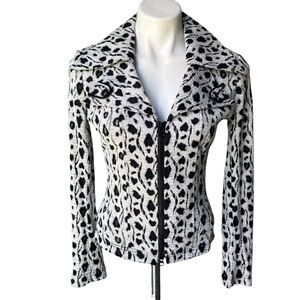 SunWoo Zip Front Double Lapel Lightweight Fitted Top, Sz XS